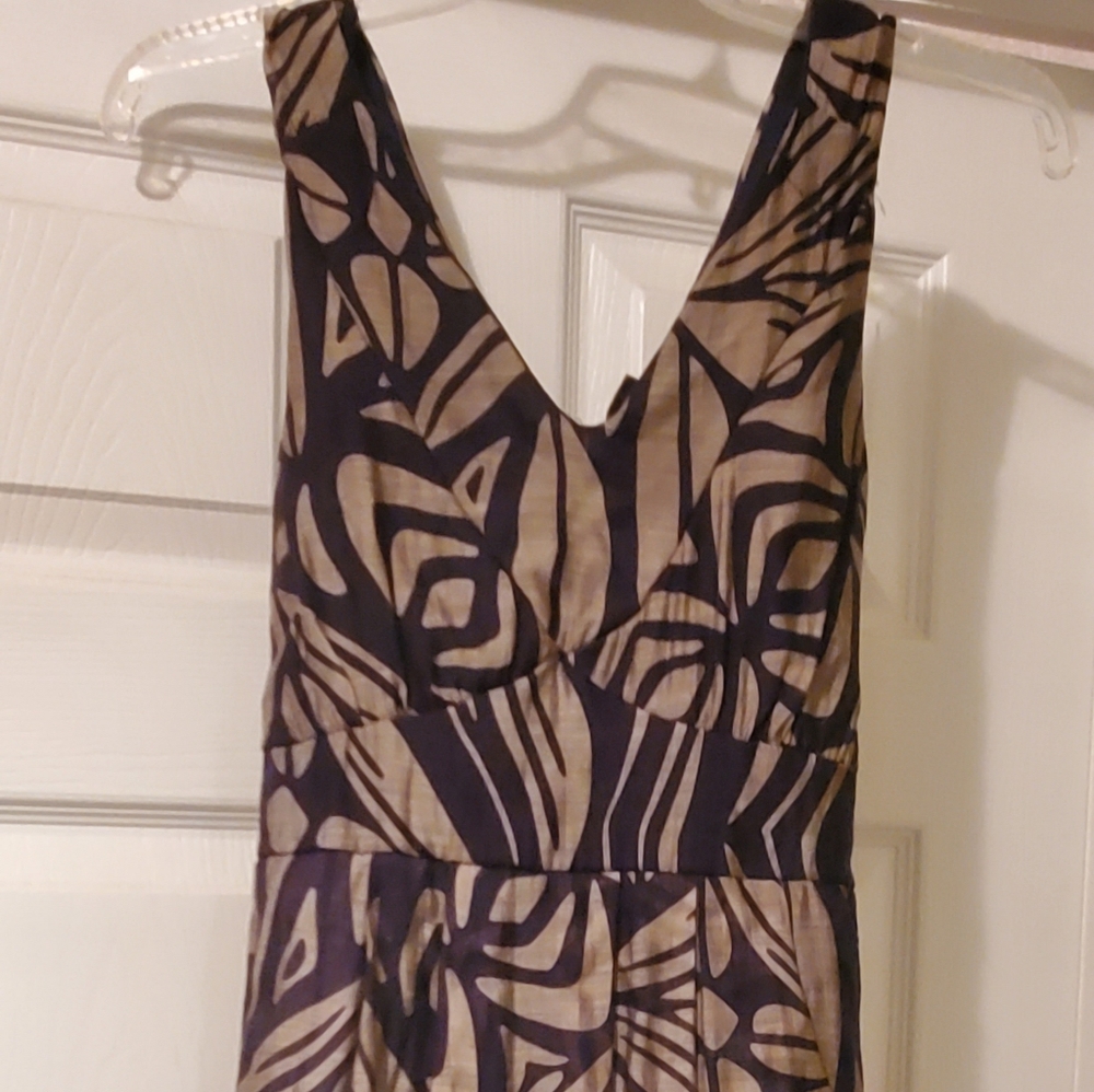 Grey and navy print dress